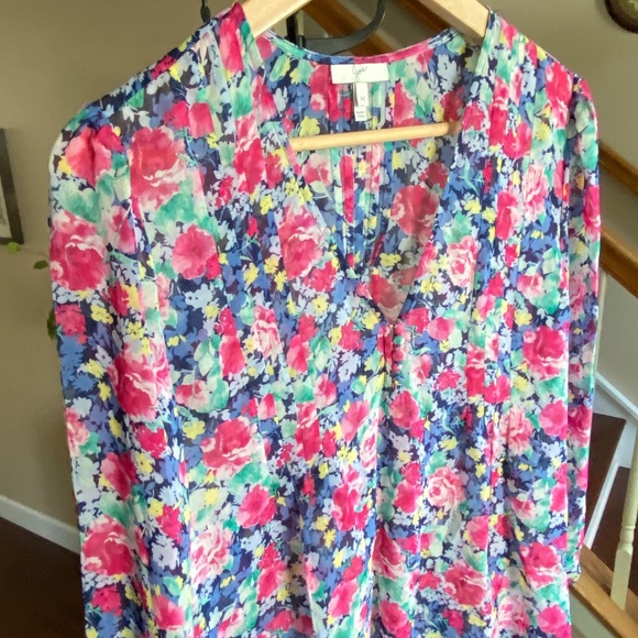 Joie Zeala Boho Sheer Silk Multicolor Floral Blouse Sz Medium - Picture 5 of 15